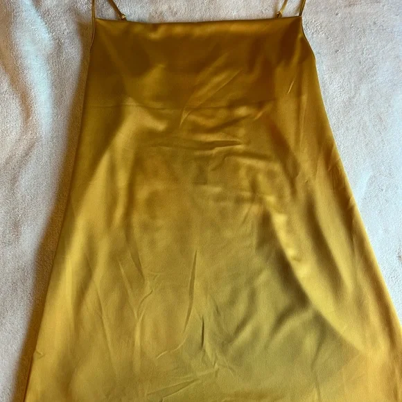 Gold Satin Strappy Cowl Shift Dress - Picture 4 of 6